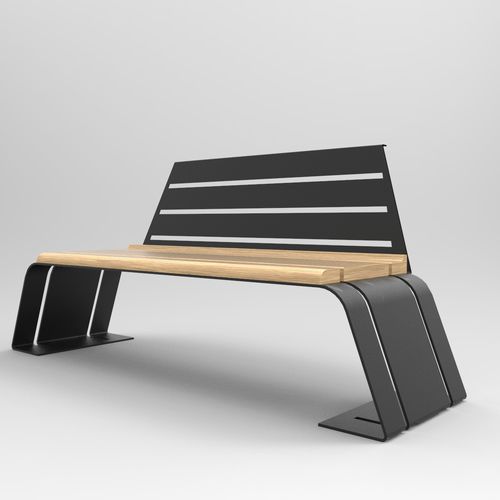 Panca per spazi pubblici design originale - ASH BENCH - CITYSì - in legno / con schienale / FSC