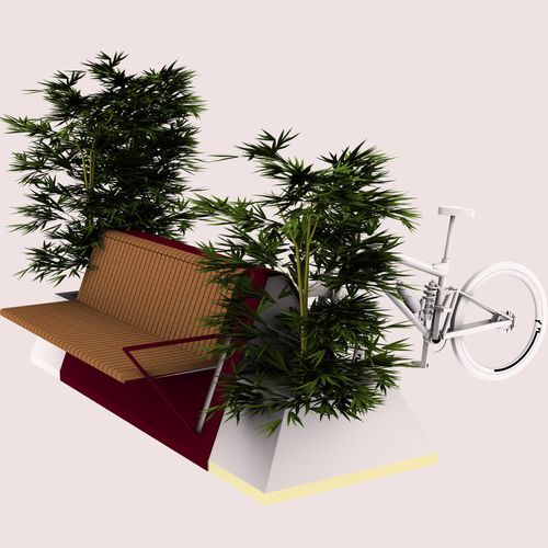 Panca per spazi pubblici contemporanea - TRIANGLE SYSTEM  - CITYSì - in legno / in acciaio verniciato / con schienale