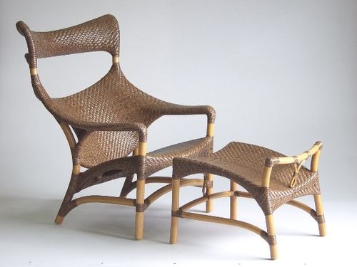Poltrona contemporanea - CL-261 - Yamakawa Rattan Japan Inc. - in rattan / con poggiapiedi