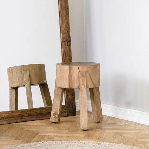 Sgabello contemporaneo - Roger - Sika-Design - in teak / con supporto in legno / con 3 piedi