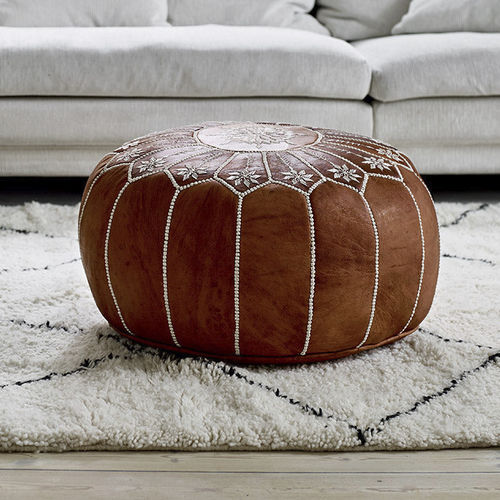 Pouf contemporaneo - Moroccan - Sika-Design - in pelle / tondo / fatto a mano