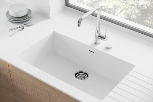 Lavello a 1 vasca - DUPONT-965 - Hasenkopf - con gocciolatoio / in Corian® / monoblocco