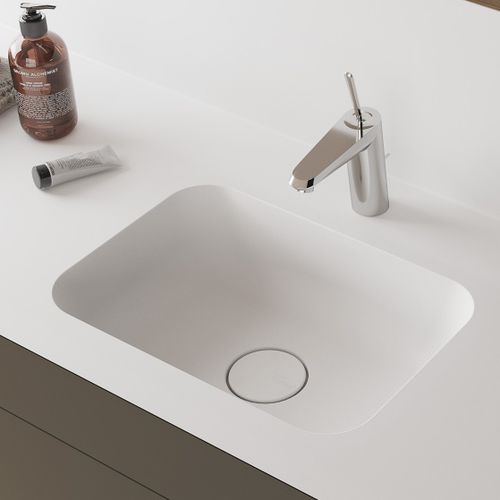 Lavabo da incasso - DUPONT - Hasenkopf - in Corian® / con piano integrato / con miscelatore