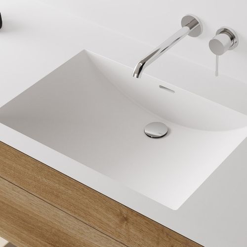 Lavabo da incasso - FONTANA FW - Hasenkopf - in Corian® / con piano integrato / rettangolare