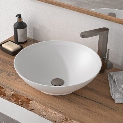 Lavabo da appoggio - AXR-R - Hasenkopf - in Solid Surface / rotondo / senza foro