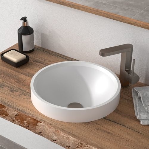 Lavabo da semincasso - AXR-S - Hasenkopf - in Solid Surface / rotondo / senza foro