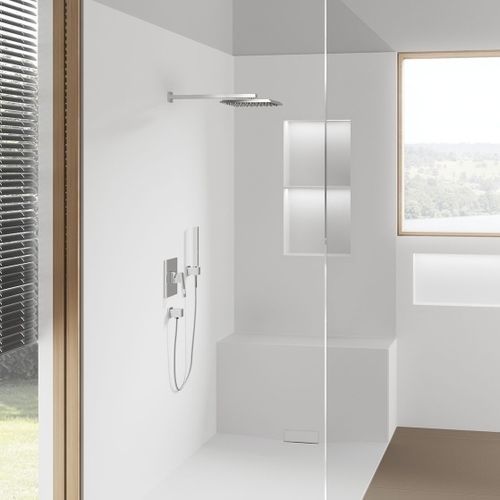 Doccia all'italiana - Hasenkopf - in Corian® / fissa / rettangolare