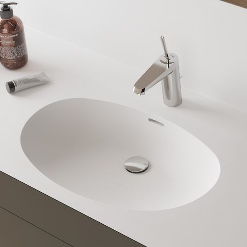 Lavabo da incasso - FONTANA FOB - Hasenkopf - in Corian® / con piano integrato / con miscelatore