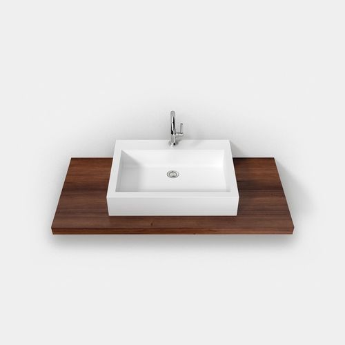 Lavabo da appoggio - FONTANA ASP - Hasenkopf - in Corian® / con piano integrato / con miscelatore