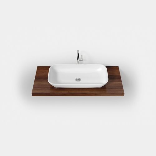 Lavabo da appoggio - CURVA SCU - Hasenkopf - in Corian® / con piano integrato / rettangolare