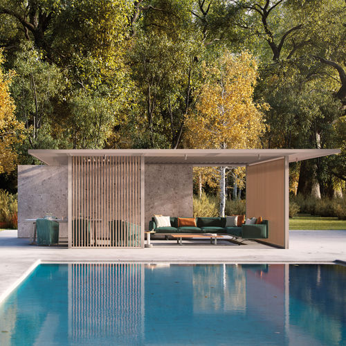 Pergola autoportante - PAVILION H - KETTAL - in legno / in alluminio / con copertura in policarbonato