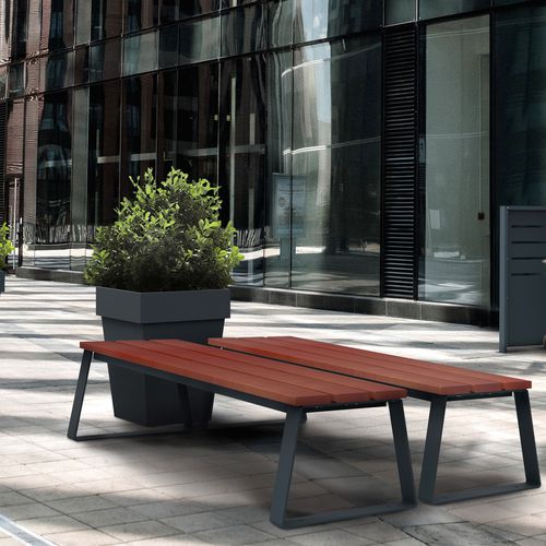 Panca per spazi pubblici contemporanea - BALLADE BOIS - ROSSIGNOL - in legno esotico / in acciaio con rivestimento a polvere / senza schienale