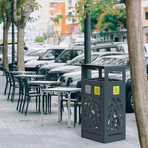 Portarifiuti in metallo - CYBEL - ROSSIGNOL - in policarbonato / da esterno / per raccolta differenziata