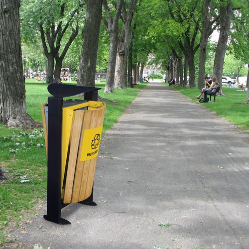 Portarifiuti in acciaio con rivestimento a polvere - ARKEA - ROSSIGNOL - in legno / da giardino / per raccolta differenziata