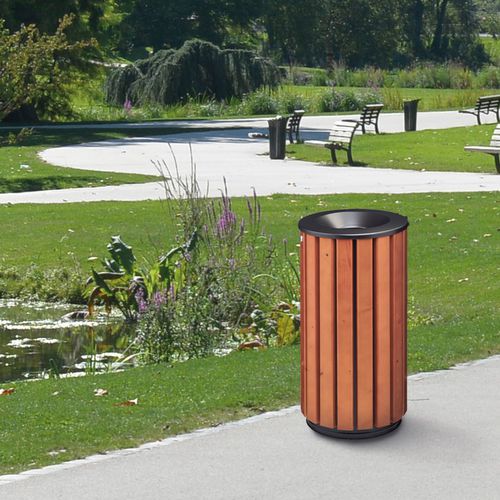 Portarifiuti pubblico - ZENO ACCESS - ROSSIGNOL - in acciaio con rivestimento a polvere / in legno con vernice di protezione / antivandalismo
