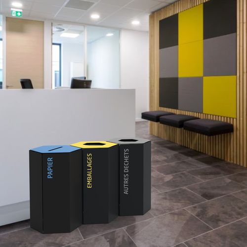 Portarifiuti in acciaio con rivestimento a polvere - HEXATRI - ROSSIGNOL - in polipropilene / da interno / per raccolta differenziata