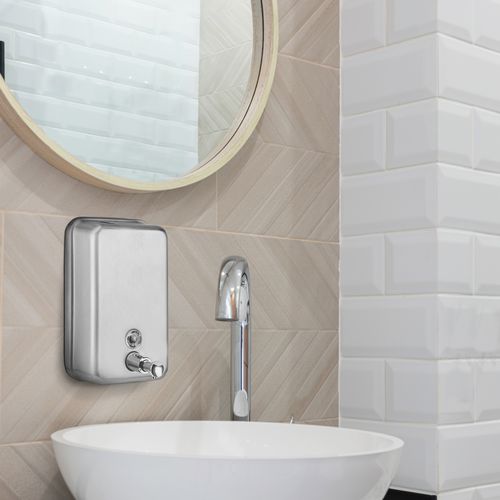 Distributore di sapone per bagno pubblico - AXOS - ROSSIGNOL - da parete / in acciaio inossidabile spazzolato / manuale