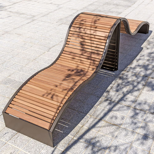 Lettino prendisole contemporaneo - SOHA - Concept Urbain - in legno esotico / in lamiera d'acciaio / per spazio pubblico