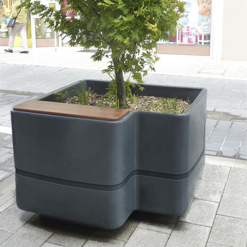 Fioriera in legno esotico - IMAWA - Concept Urbain - in polietilene / con panchina integrata / contemporanea