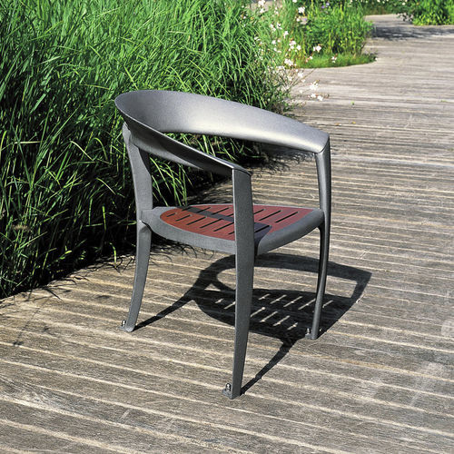 Sedia da giardino contemporanea - NASTRA - Concept Urbain - da esterno / in acciaio / in legno