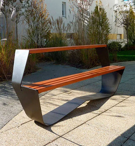 Tavolo da picnic contemporaneo - KARMA - Concept Urbain - in legno esotico / con supporto in lamiera di acciaio / rettangolare