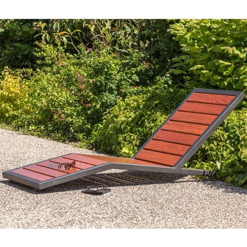 Lettino prendisole contemporaneo - BASIC - Concept Urbain - in legno esotico / in acciaio / da giardino