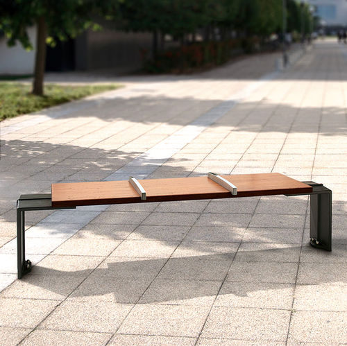 Panca per spazi pubblici contemporanea - ÉVÉOLE A - Concept Urbain - in ghisa / in alluminio lucido / in legno esotico