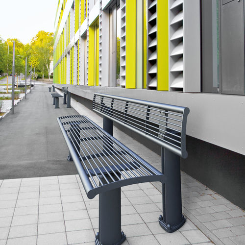 Panca per spazi pubblici contemporanea - ALIZ&Eacute; - Concept Urbain - in acciaio / in alluminio laccato / con schienale