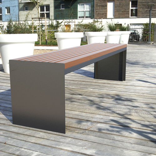 Panca per spazi pubblici contemporanea - SOHA - Concept Urbain - in legno esotico / in acciaio / senza schienale