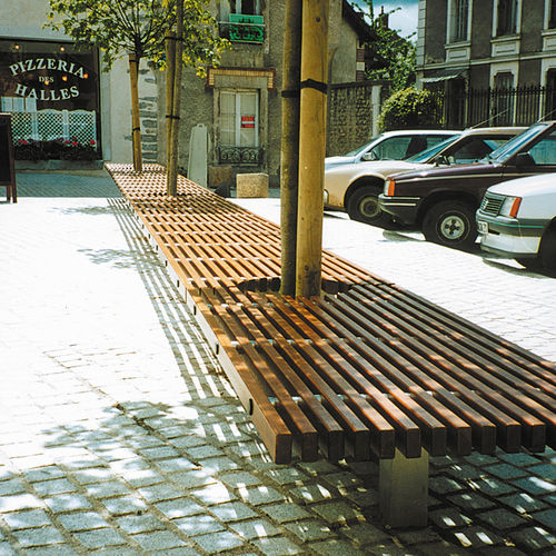 Panca per spazi pubblici contemporanea - OCÉAN - Concept Urbain - in legno esotico / in acciaio inossidabile / con schienale