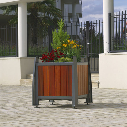 Fioriera in legno esotico - DELTA - Concept Urbain - in legno compensato / in polietilene / in acciaio galvanizzato