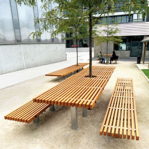 Tavolo contemporaneo - OCÉAN - Concept Urbain - in legno esotico / con supporto in acciaio inossidabile / rettangolare