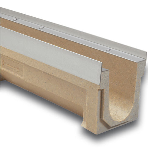 Canaletta con griglie - F100 - ULMA - ARCHITECTURAL SOLUTIONS - con pendenza / in calcestruzzo a polimeri / griglia in ghisa