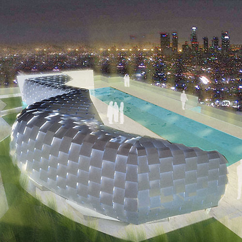 Pensilina per edificio ad uso pubblico - W HOLLYWOOD - A. Zahner - in alluminio / in acciaio / con copertura in alluminio