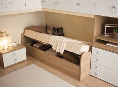 Letto contemporaneo - INTIMACY - Mobil Sprint Srl - con base contenitore / per bambini (unisex) / in legno