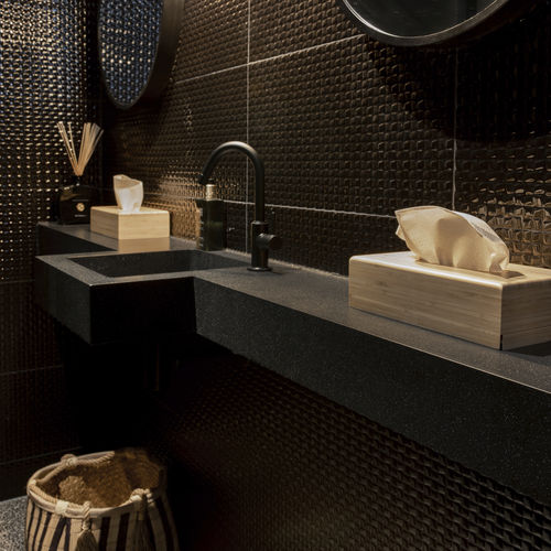 Piano di lavoro in Solid Surface - SANDED DARK NEBULA   - Staron Solid Surfaces - da cucina / da bagno / antimacchia