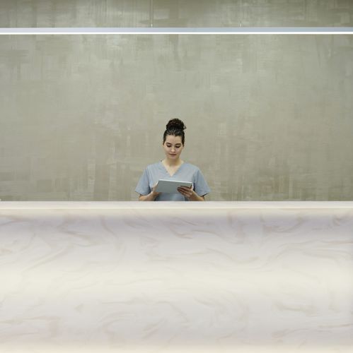 Piano di lavoro in Solid Surface - Flat White VF345 - Staron Solid Surfaces - contract / bianco / multicolore