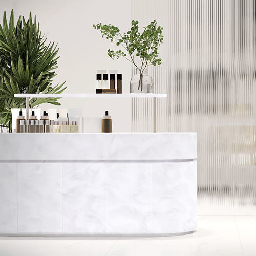 Piano di lavoro in Solid Surface - Downy Dove SP105 - Staron Solid Surfaces - contract / bianco / levigato