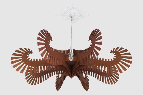 Lampadario design originale - OCTOPUS - Valchromat - in acciaio inossidabile / in legno