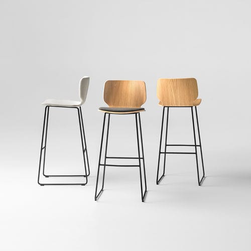 Sedia alta contemporanea - NIM - INCLASS - da interno / in pelle / in legno