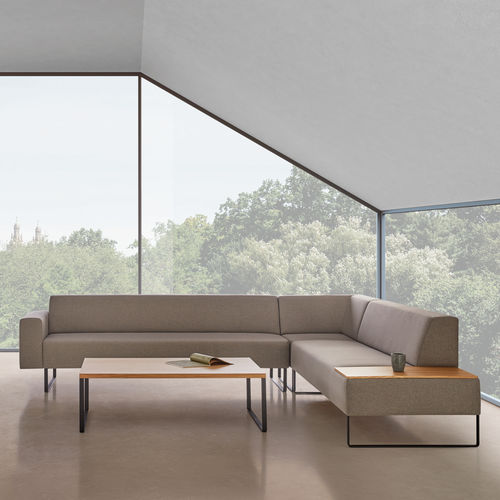 Tavolino basso contemporaneo - TETRIS  - INCLASS - in MDF laccato / in quercia naturale / con supporto in acciaio