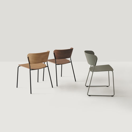 Sedia visitatore contemporanea - ARC - INCLASS - da interno / in acciaio / in pelle