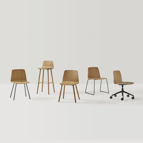 Sedia visitatore contemporanea - VARYA  - INCLASS - da interno / in pelle / in legno
