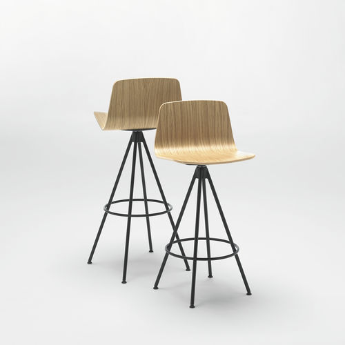 Sedia alta contemporanea - VARYA  - INCLASS - da interno / in pelle / in legno