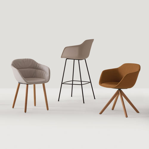 Sedia alta contemporanea - TAIA - INCLASS - da interno / in polipropilene / con supporto in legno