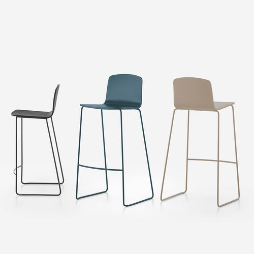 Sedia alta contemporanea - ANN - INCLASS - da interno / in pelle / in rovere