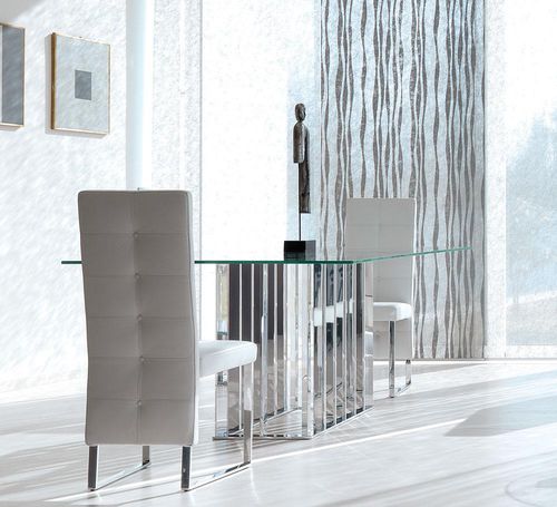 Tavolo contemporaneo - LIFE CLASS : PLACE VENDOME 220 - Italy Dream Design - in vetro / in marmo / con supporto in metallo cromato