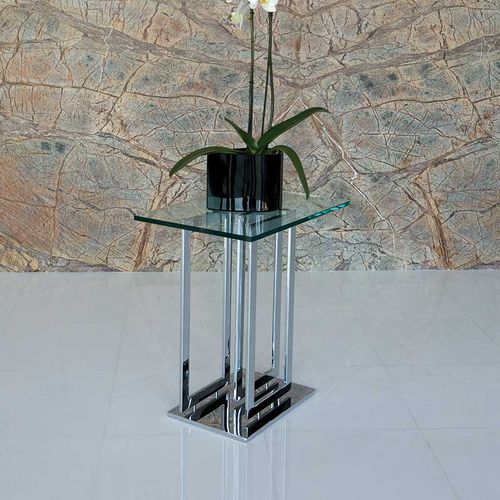 Tavolo d'appoggio contemporaneo - LIFE CLASS : IMPERIAL  - Italy Dream Design - in vetro temprato / con supporto in metallo cromato / rettangolare