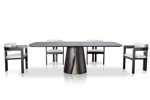 Tavolo da pranzo contemporaneo - SHUCK - Italy Dream Design - in noce / con supporto in noce / rettangolare