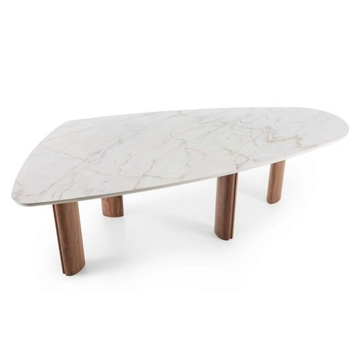 Tavolo da pranzo contemporaneo - SHAPE - Italy Dream Design - in marmo / con supporto in noce / curvo